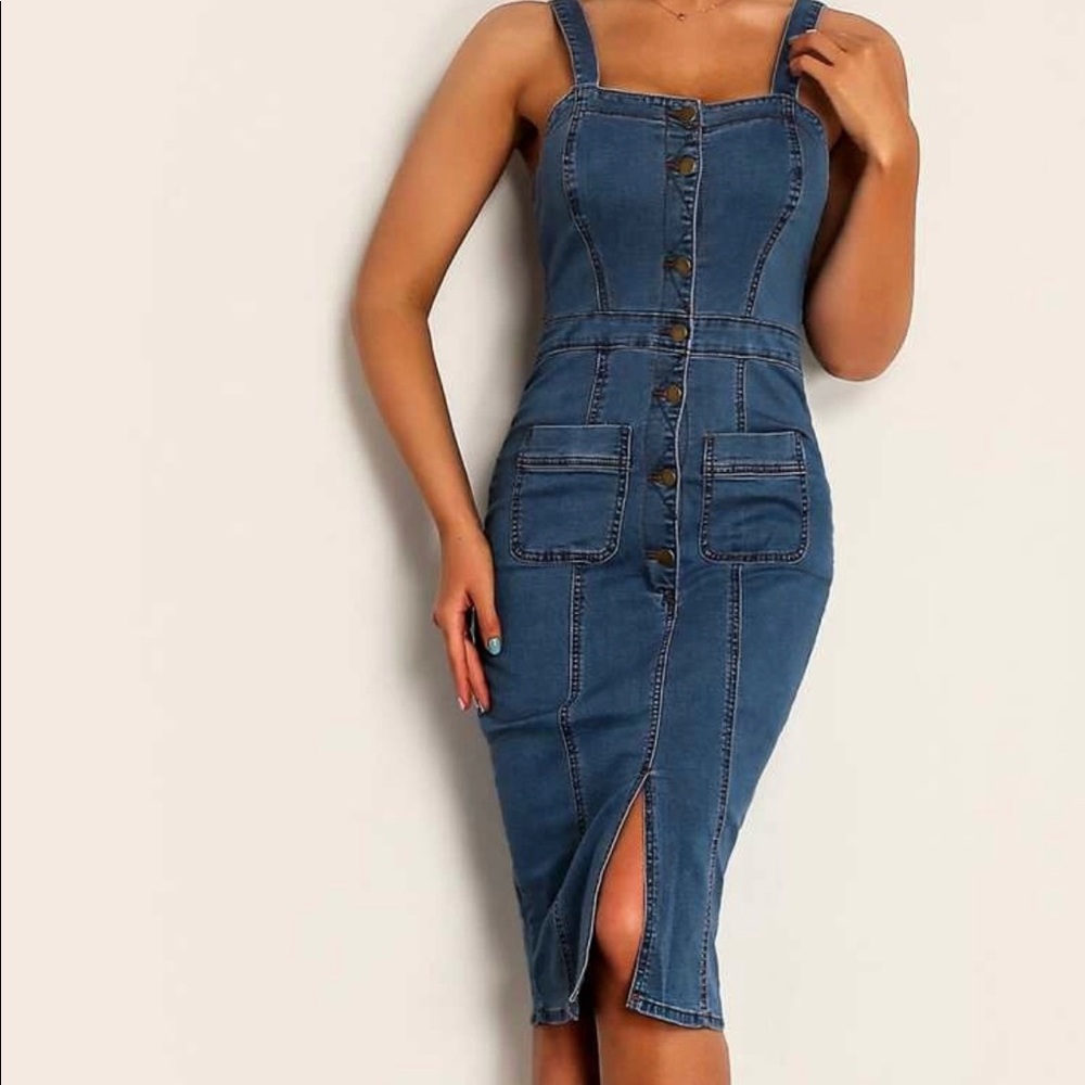 Midi denim dress